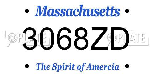 3068ZD Massachusetts License Plate