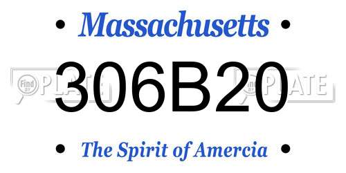 306B20 Massachusetts License Plate