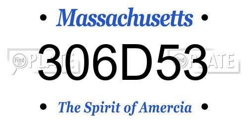 306D53 Massachusetts License Plate