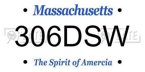 306DSW Massachusetts License Plate