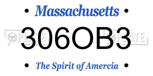 306OB3 Massachusetts License Plate