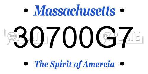 30700G7 Massachusetts License Plate