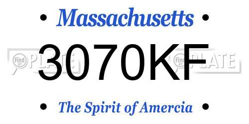 3070KF Massachusetts License Plate