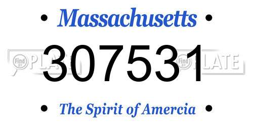 307531 Massachusetts License Plate