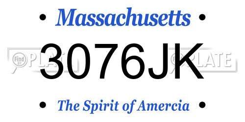 3076JK Massachusetts License Plate