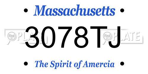 3078TJ Massachusetts License Plate