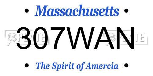 307WAN Massachusetts License Plate