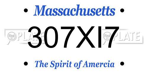 307XI7 Massachusetts License Plate