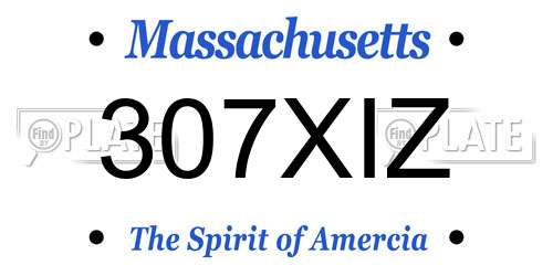 307XIZ Massachusetts License Plate