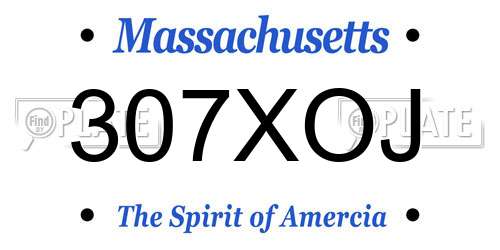 307XOJ Massachusetts License Plate