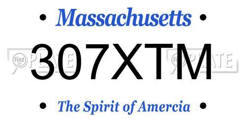 307XTM Massachusetts License Plate