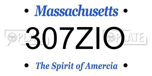 307ZIO Massachusetts License Plate
