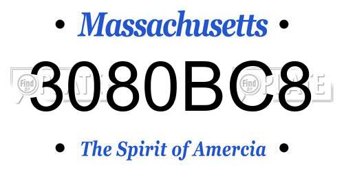 3080BC8 Massachusetts License Plate