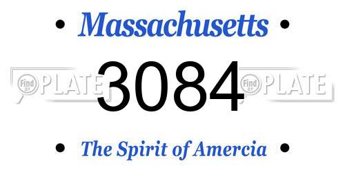 3084 Massachusetts License Plate