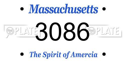 3086 Massachusetts License Plate