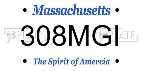 308MGI Massachusetts License Plate
