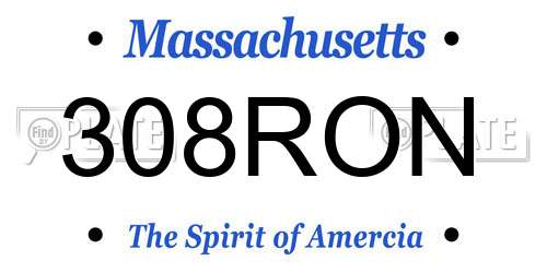 308RON Massachusetts License Plate