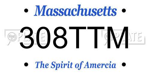 308TTM Massachusetts License Plate