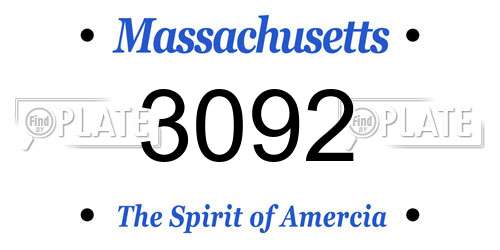 3092 Massachusetts License Plate