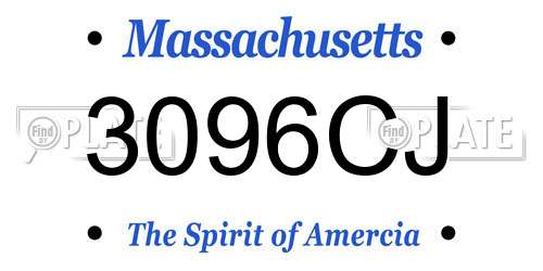 3096CJ Massachusetts License Plate