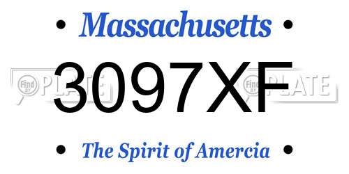 3097XF Massachusetts License Plate
