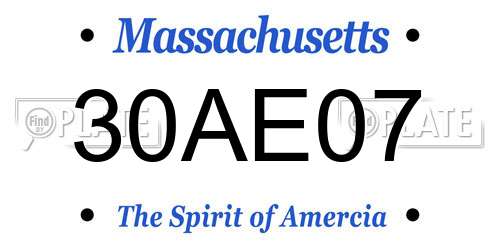 30AE07 Massachusetts License Plate
