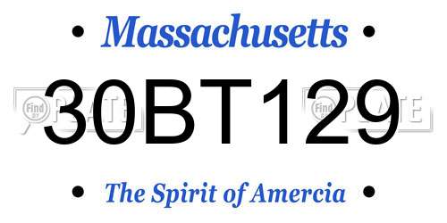 30BT129 Massachusetts License Plate