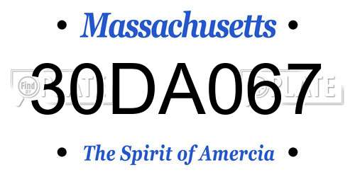 30DA067 Massachusetts License Plate