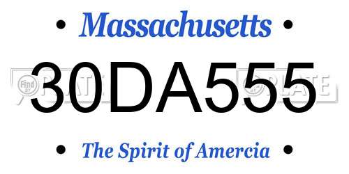 30DA555 Massachusetts License Plate