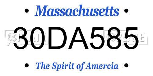 30DA585 Massachusetts License Plate