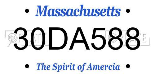30DA588 Massachusetts License Plate