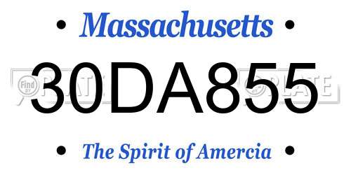 30DA855 Massachusetts License Plate