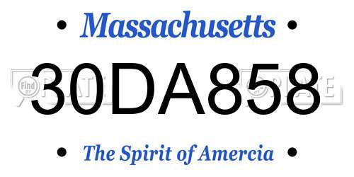 30DA858 Massachusetts License Plate