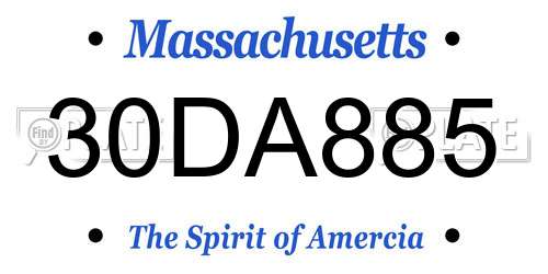 30DA885 Massachusetts License Plate