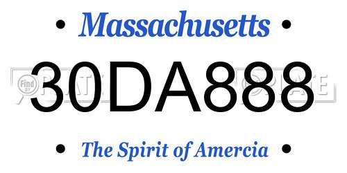 30DA888 Massachusetts License Plate