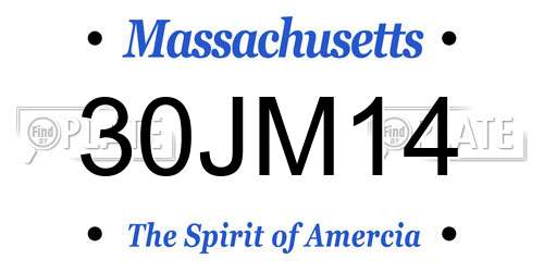 30JM14 Massachusetts License Plate