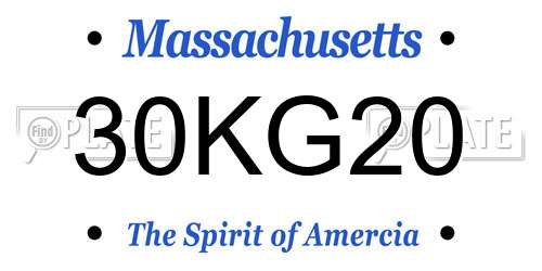 30KG20 Massachusetts License Plate