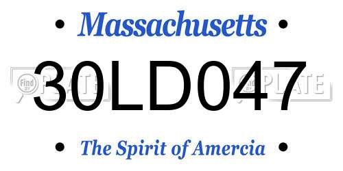 30LD047 Massachusetts License Plate