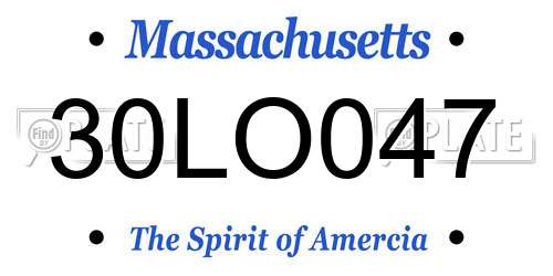 30LO047 Massachusetts License Plate