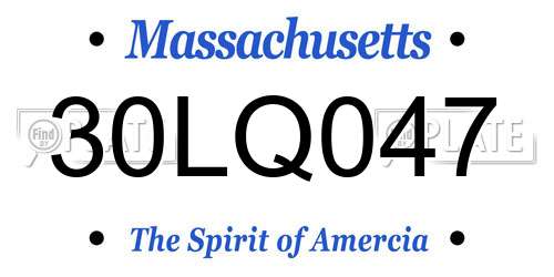 30LQ047 Massachusetts License Plate