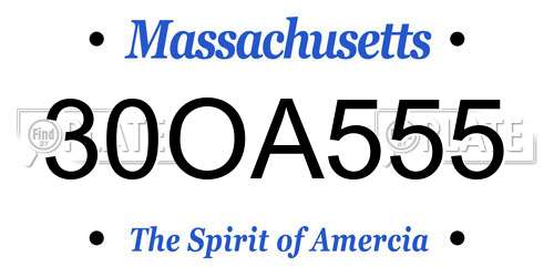 30OA555 Massachusetts License Plate