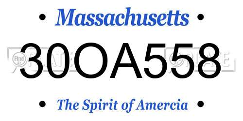 30OA558 Massachusetts License Plate