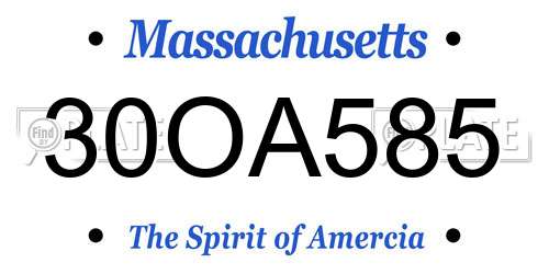 30OA585 Massachusetts License Plate