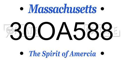 30OA588 Massachusetts License Plate