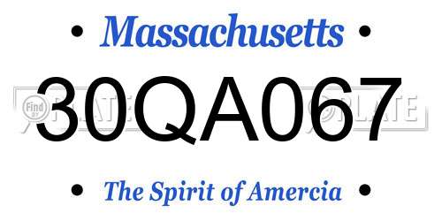 30QA067 Massachusetts License Plate