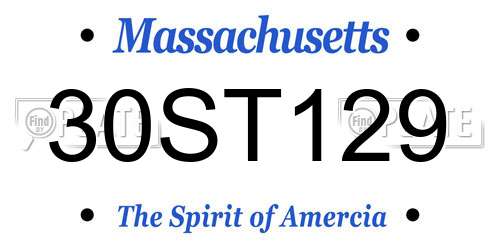 30ST129 Massachusetts License Plate