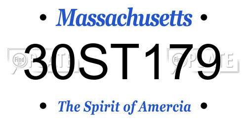 30ST179 Massachusetts License Plate