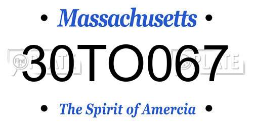 30TO067 Massachusetts License Plate
