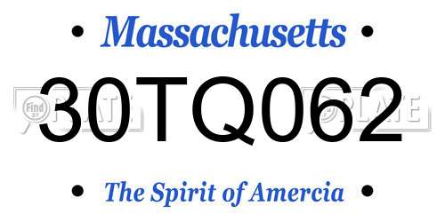 30TQ062 Massachusetts License Plate