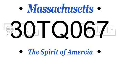 30TQ067 Massachusetts License Plate